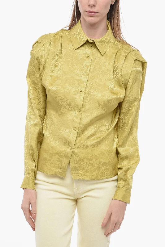 Travel Essentials The Garment Damask Silk Shirt with Padded Shoulders