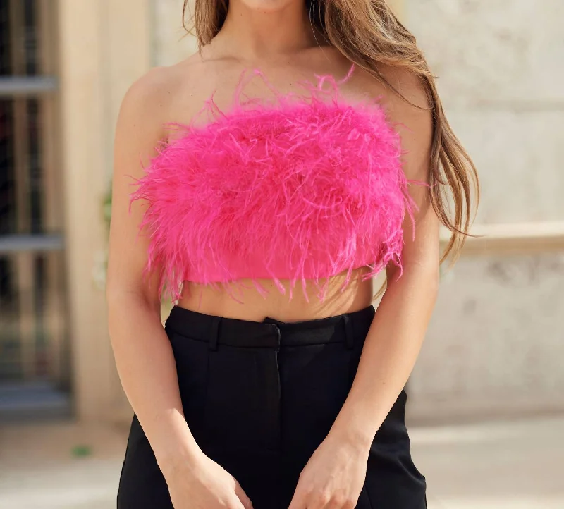 Get The Latest Trends Angie Feather Top In Pink