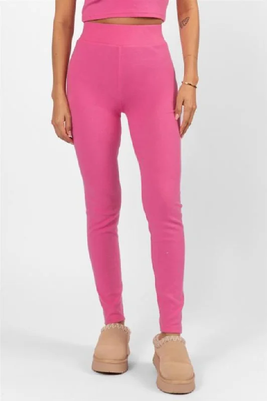 Trendy And Individual Women's Fashion Outta Sight Pink Brushed Rib Leggings