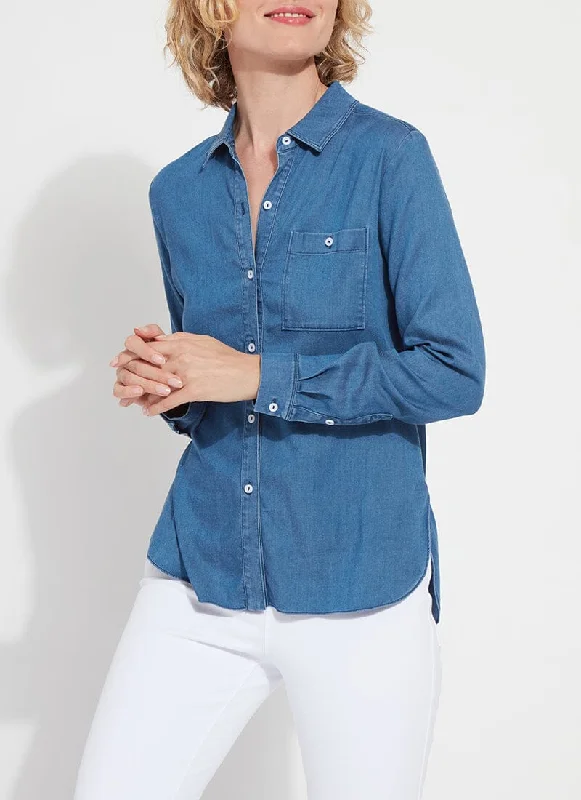 Luxury Women's Fashion Drew Stretch Chambray Shirt