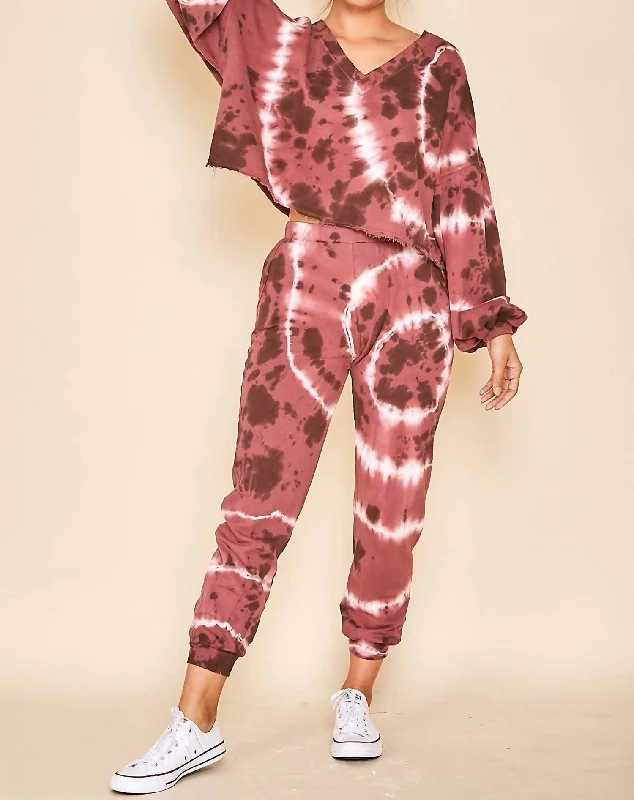 Sale On Clothing Tie Dye Jogger Top In Marsala