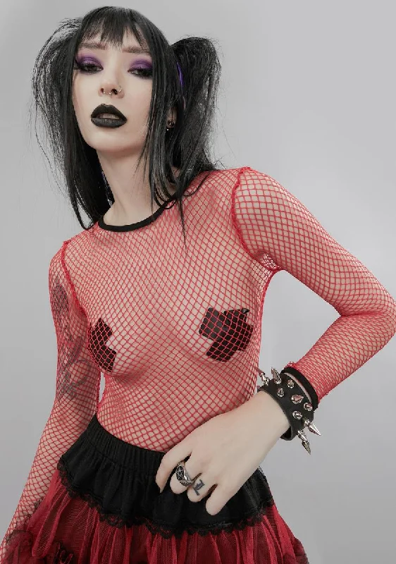 Relaxed Fashion Hellfire Presence Of Evil Fishnet Top