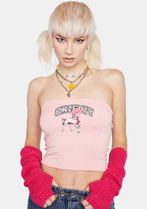 Embrace New Fashion Pink Pony Tube Top