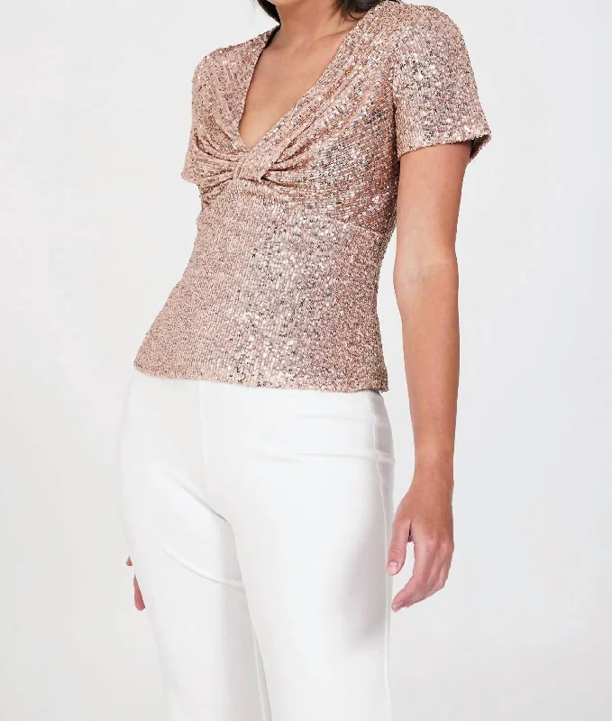 Seasonal Women's Fashion Trends Lynx Sequin Top In Gold