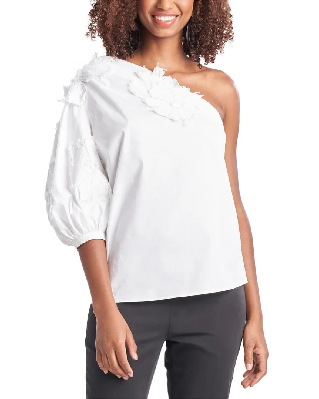 Chic Women's Clothing Natori One-Shoulder Poplin Top