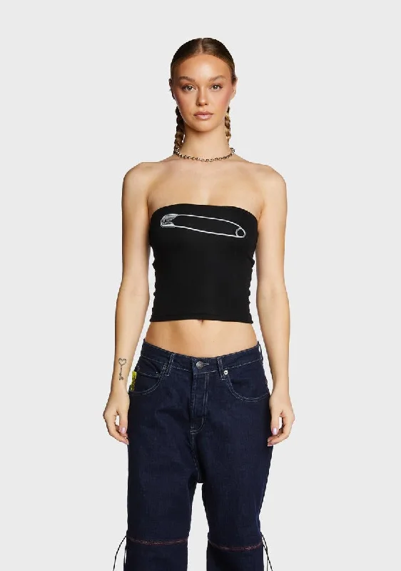 Plus Size Women's Fashion Safety Pin Tube Top