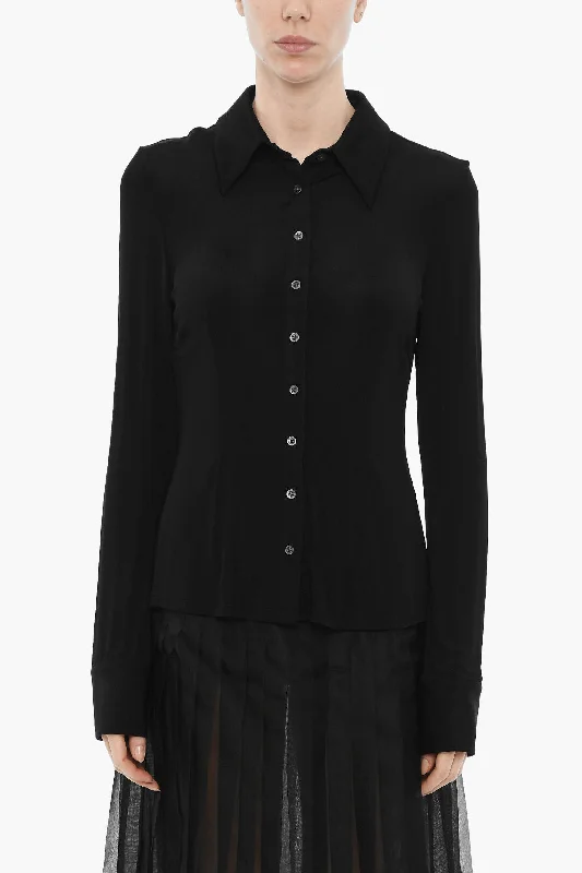 Must Haves Louisa Ballou Solid Color Shirt with Logo Buttons