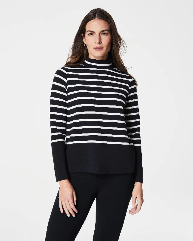 Elegant Simplicity Wardrobe SPANX® AirEssentials Mock Neck Striped Top