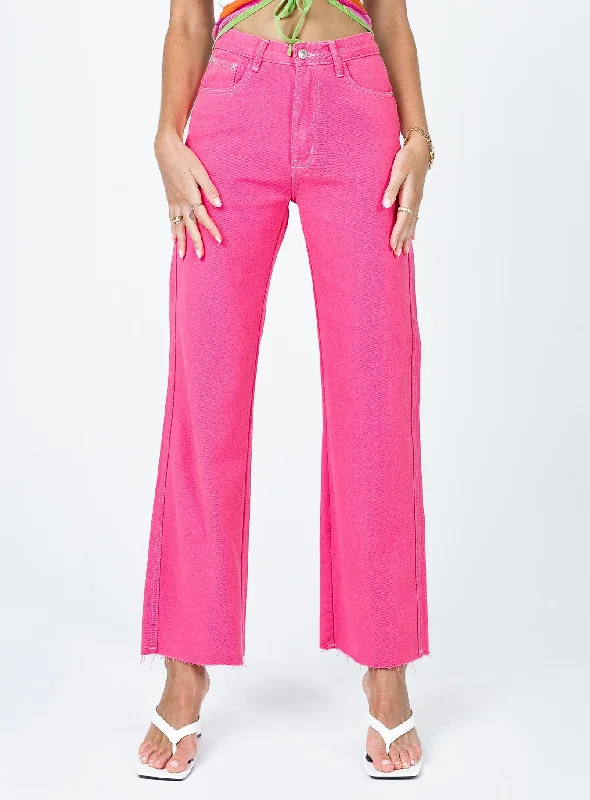 Sophisticated Outfits Popsicle Straight Leg Denim Jeans Pink