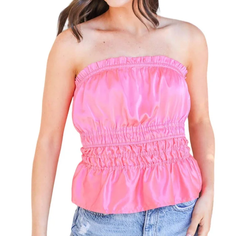 Unleash Your Style Oh So Girly Peplum Top In Candy Pink