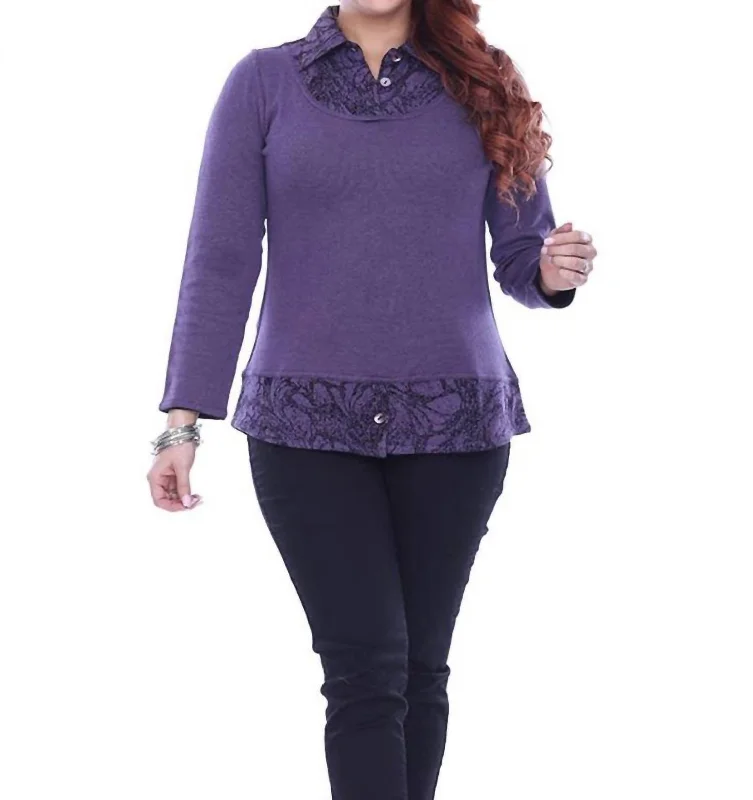 Trendy Fashion For Women Lucy Reversible Layered Top In Purple