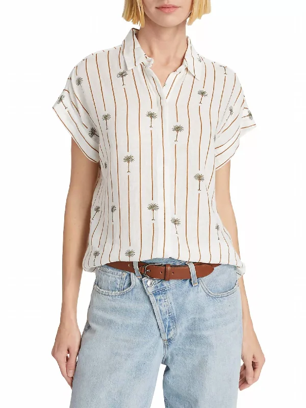 Big Sale Event Jamie Button Front Top In Stripe Palms