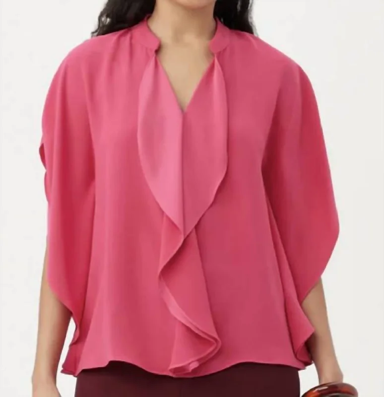 Daily Essentials Flutter Sleeve Top In Pink