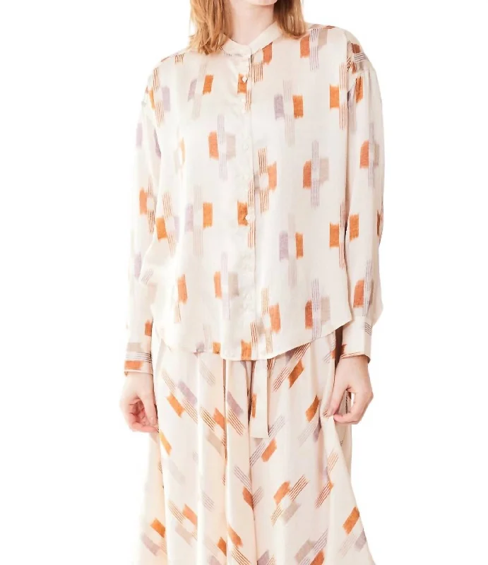 Bold Prints Casual Chic Penrose Shirt In Cream Ikat