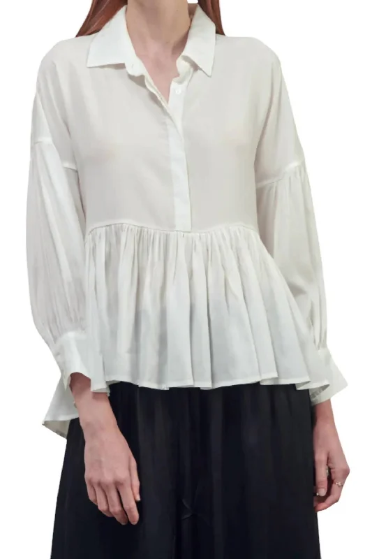 Online Boutiques Best High And Low Button Bown Shirts In White