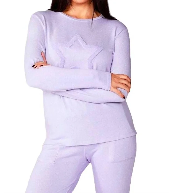 Style Redefined Crew With Star In Lilac