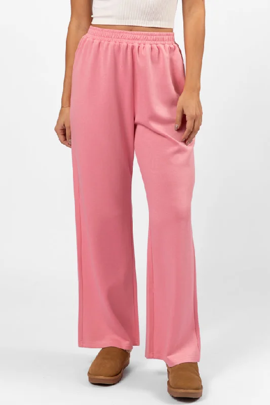 Vintage Style Clothing Sale Let's Just Stay Pink Knit Wide Leg Pants