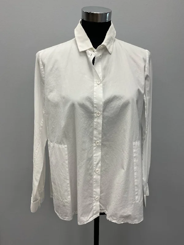 High End Fashion White Cotton Shirt With Pockets