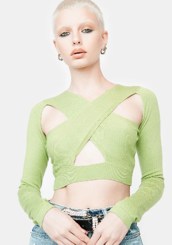 Trendy Street Style Clothing Lime No More Lies Cut-Out Top