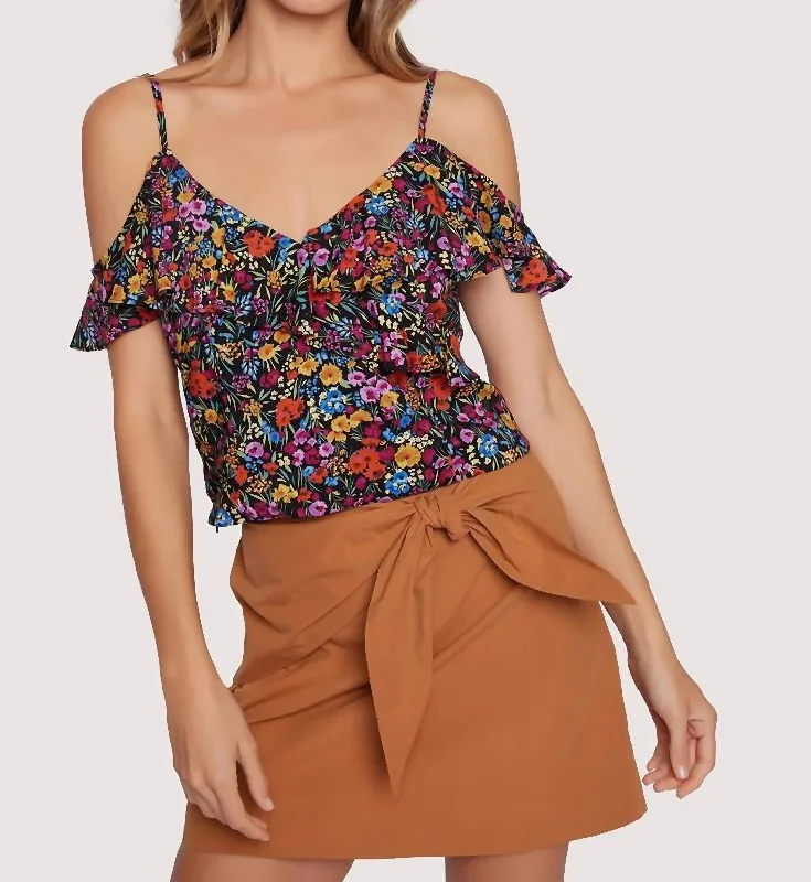 Trendy Fashion For Women Flora Garden Top In Black Multi