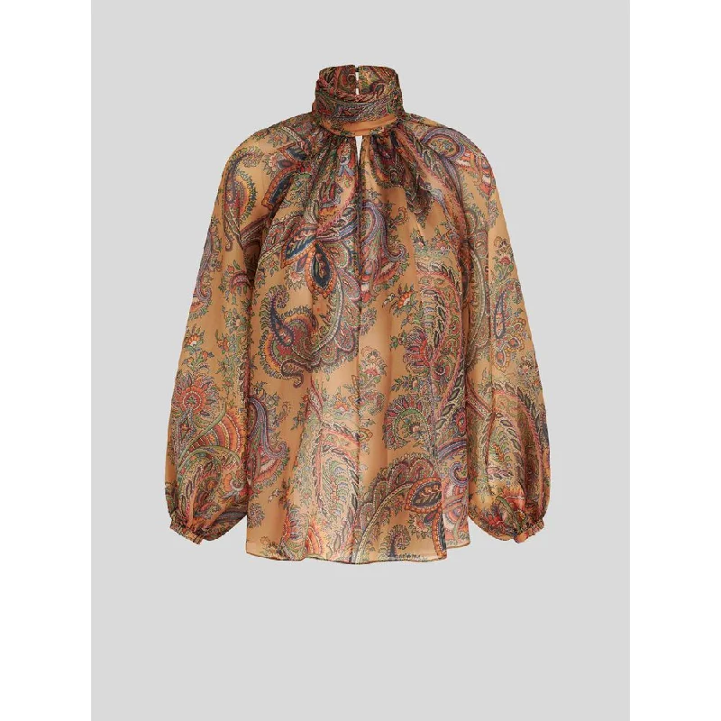 Clothes Sales ORGANZA TOP WITH PAISLEY PRINT