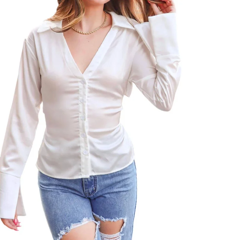 Trendy Pulse Comes With Class Satin Shirt In Off White