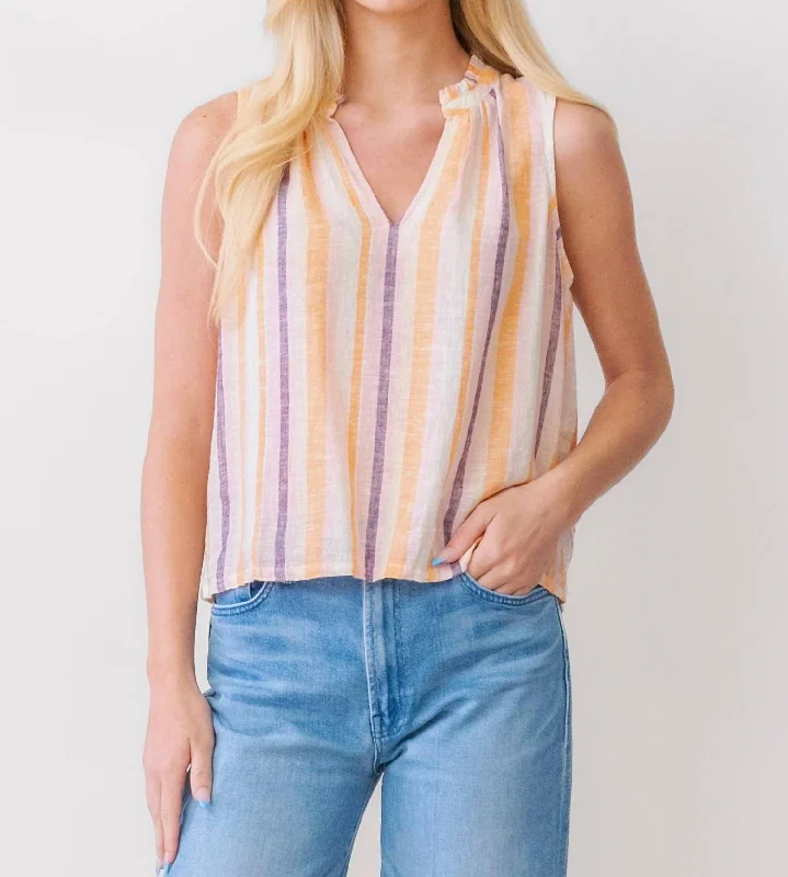 Hot Deals Christy Top In Papaya Stripe