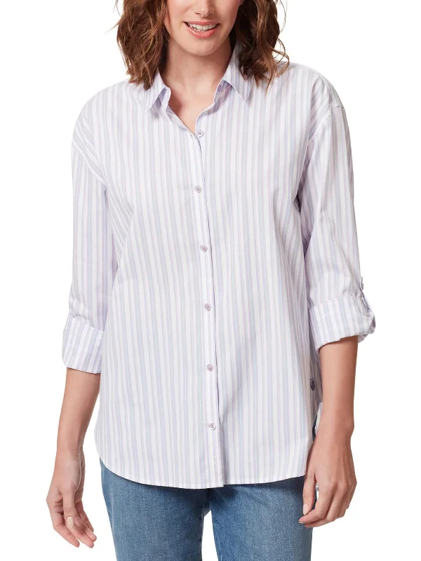 City Fashion Amanda Womens Collared Button-Down Top