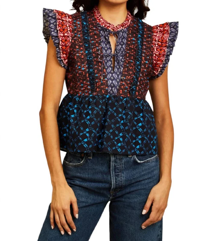 Absurdly Cheap Sale Persephone Cap Sleeve Top In Layla Medley Print