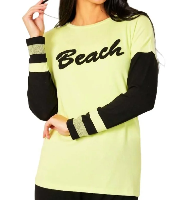 Casual Chic Beach Crew Top In Lime/black