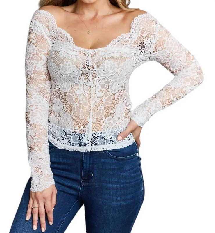 Latest Trends Off The Shoulder Lace Top In Ivory