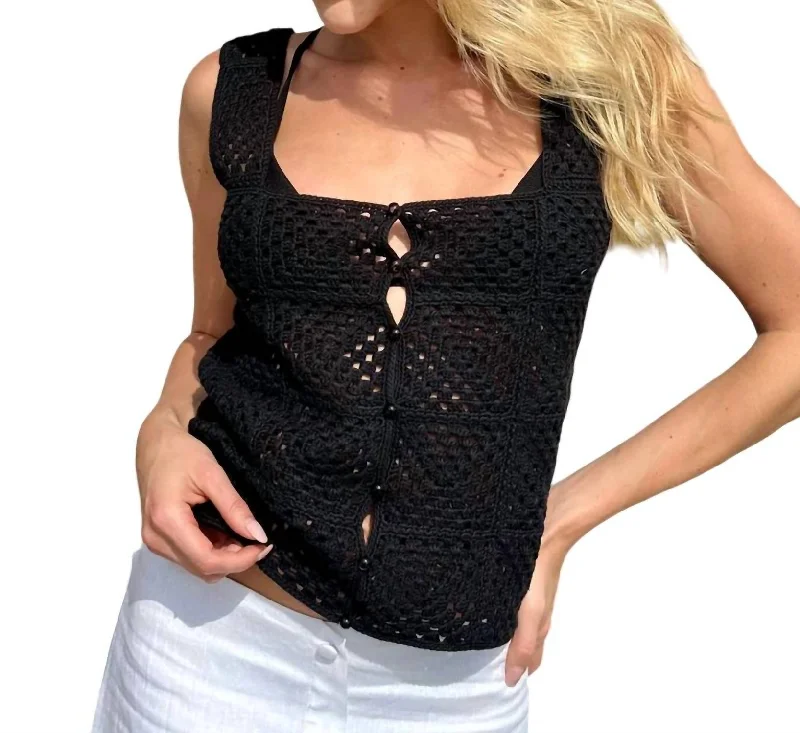 Easygoing Women's Style Lilyana Crochet Top In Black