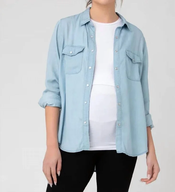 Timeless Classics Bec Chambray Shirt In Clean Fade