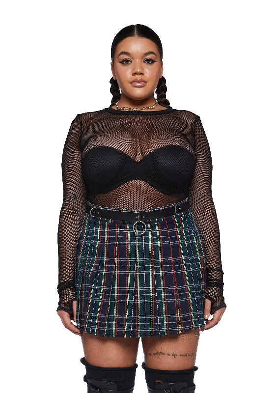 Cool Prices Plus See Thru Me Fishnet Top - Black