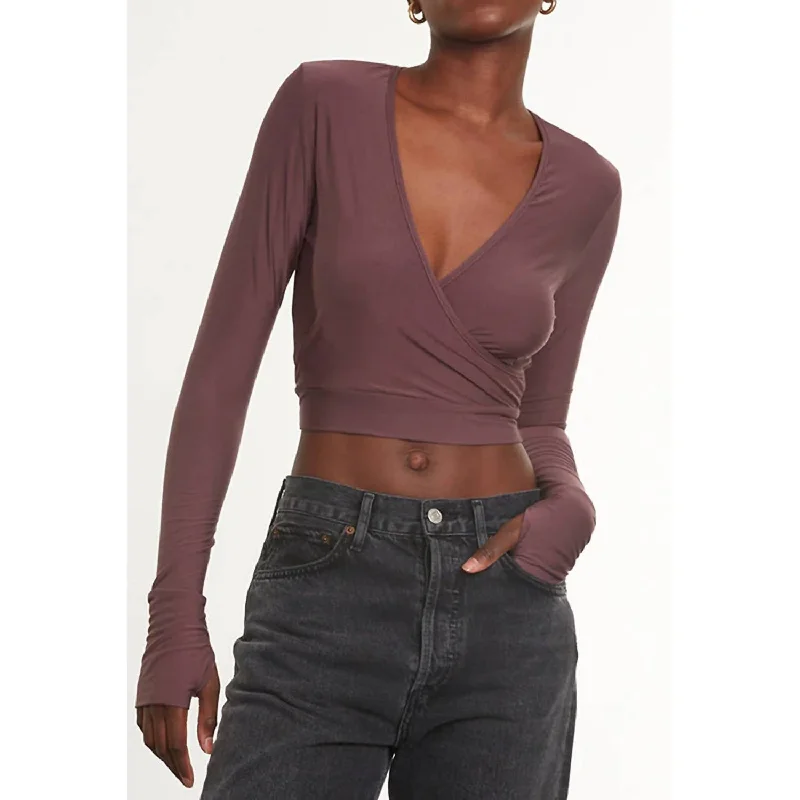 Limited Time Offer Butter Wrap Top With Thumb Holes In Mink