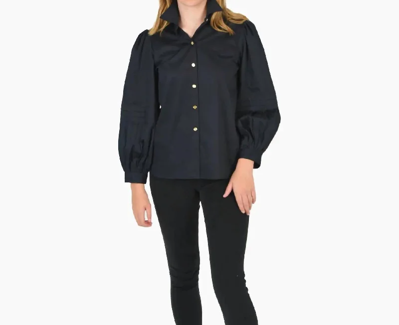 Unique Women's Fashion Pieces Oxford Top In Black