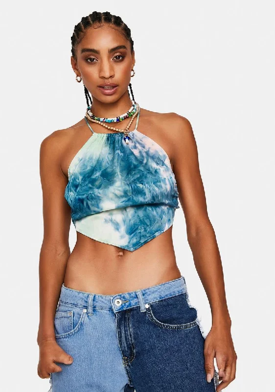 Fashion Forward Outfits Mint Blue Halter Crop