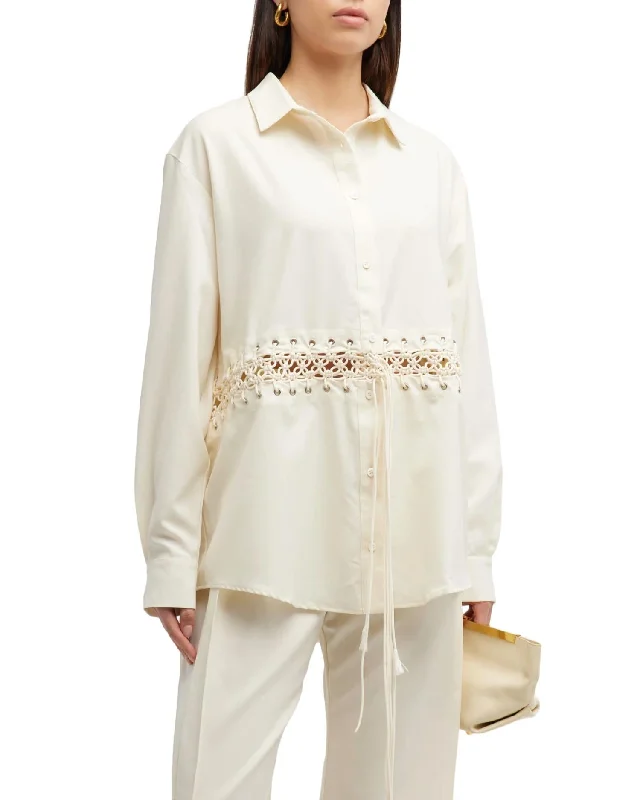 Online Clothing Stores Macrame Waisted Shirt In Ivory