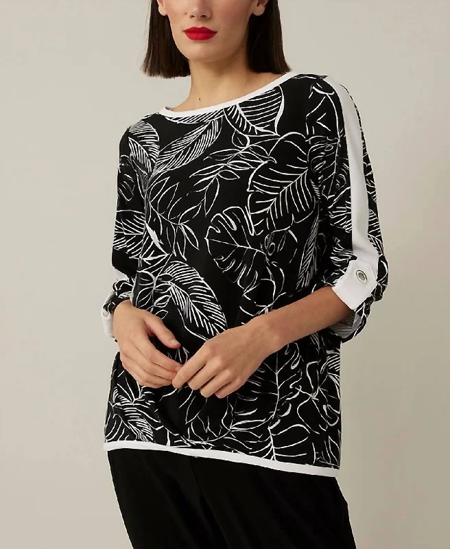 Flash Sale Or Flash Sales Palm Boat Neck Top In Black/vanilla