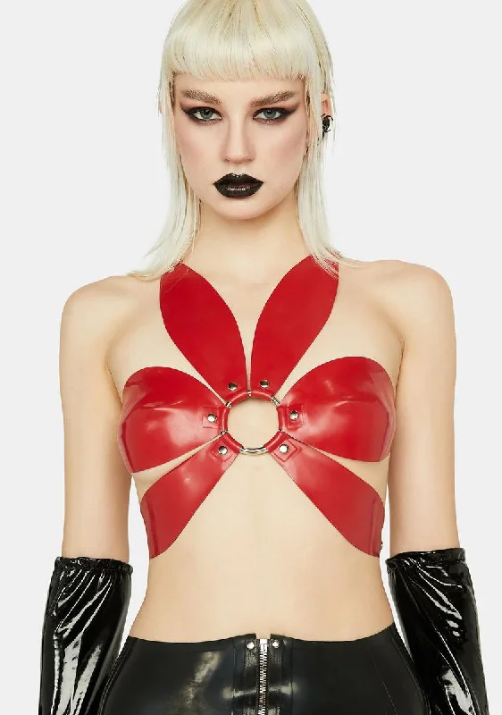 Sale On Clothing Daisy Red Latex Harness Top