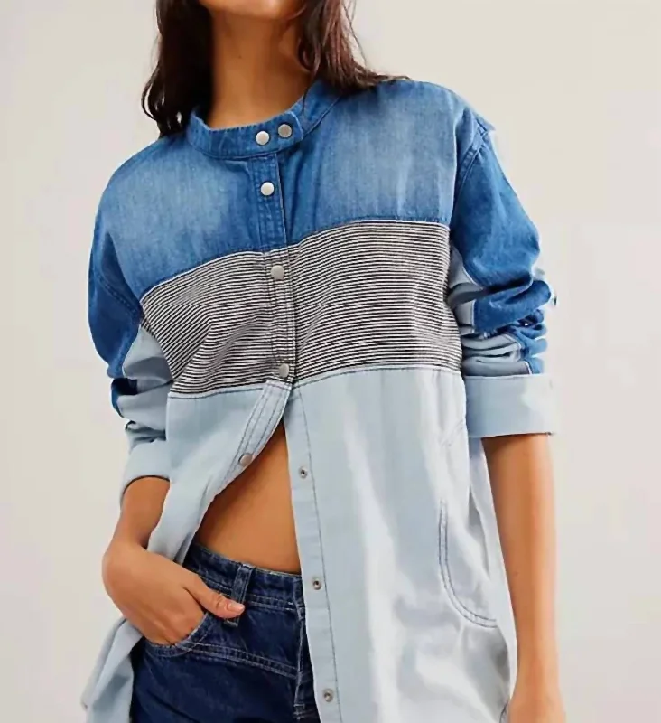 Sales Clothes Moto Color Block Shirt In Blue Combo