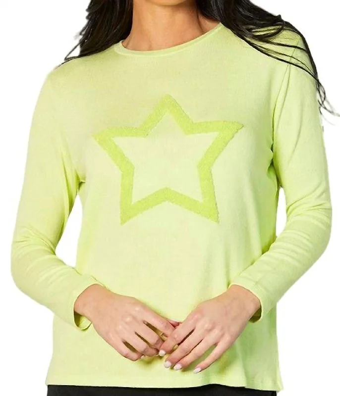 Unleash Your Style Crew With Star Top In Lime