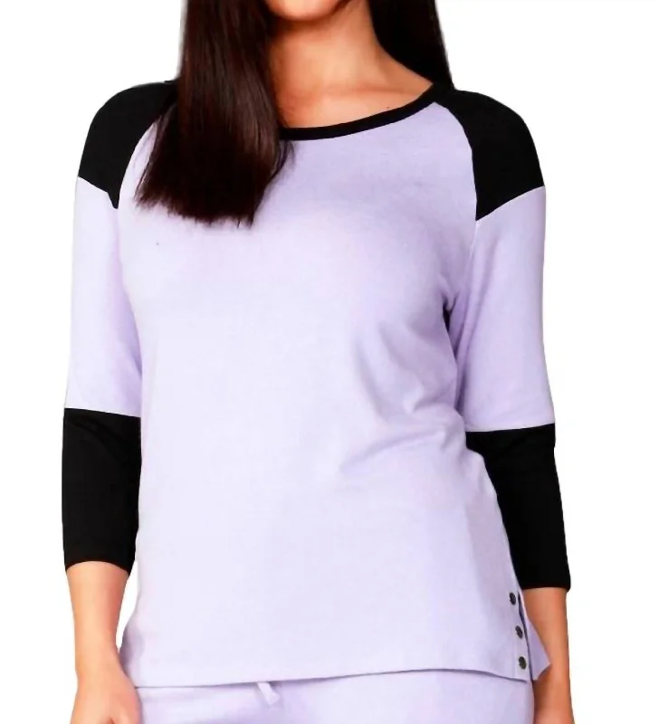 Trendsetter's Closet Baseball "t" Top In Lilac/black