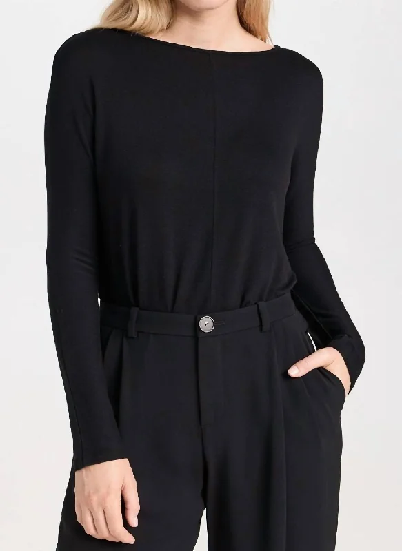 Clothing Sale Draped Neck Top In Black