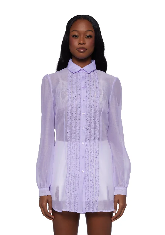 Fashion Sale I Totally Paused Sheer Top- Purple