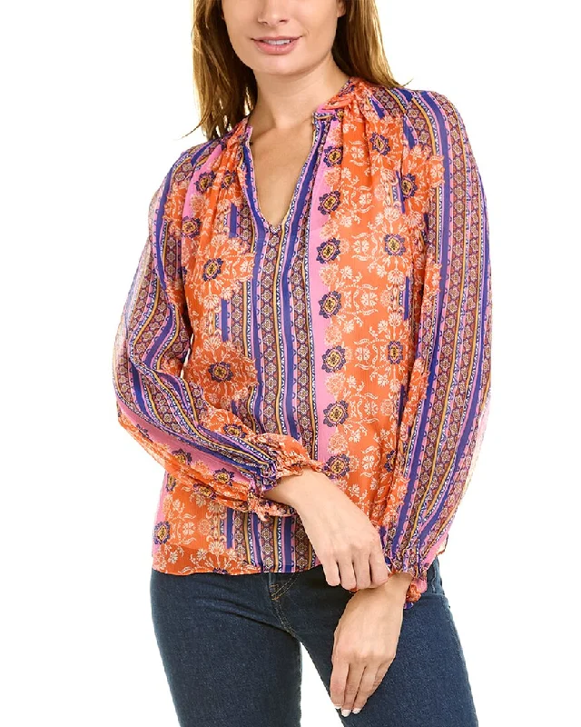 Minimalist Style Elie Tahari Crinkle Bali Silk Shirt