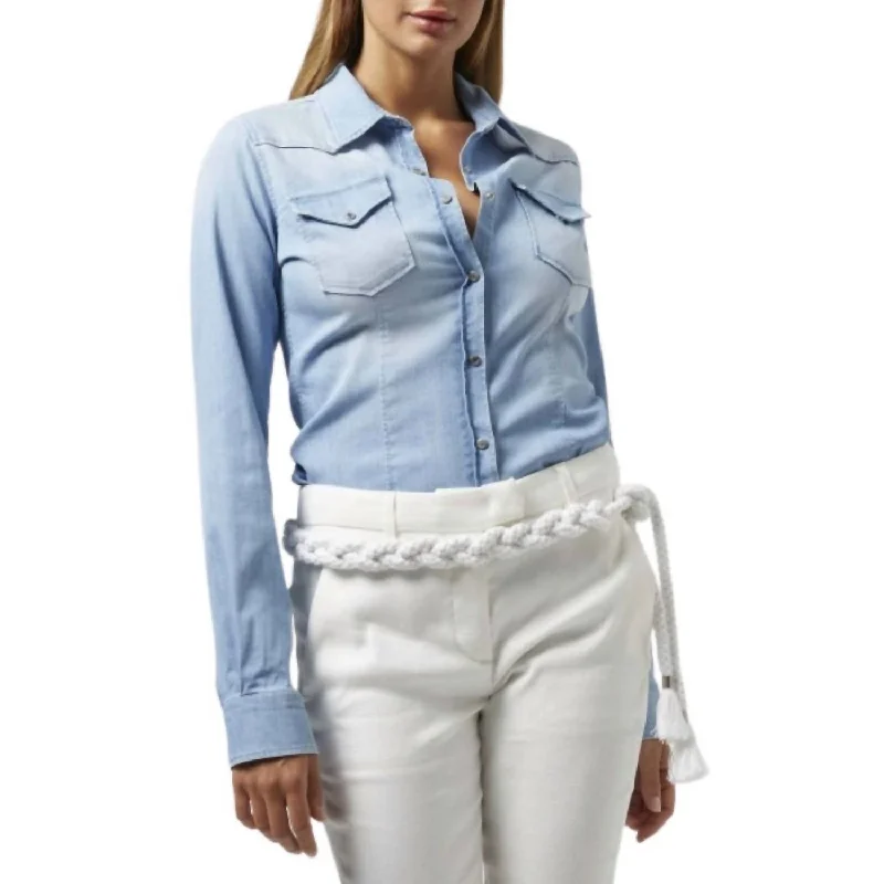 Big Discounts Denim Western Shirt In Light Blue