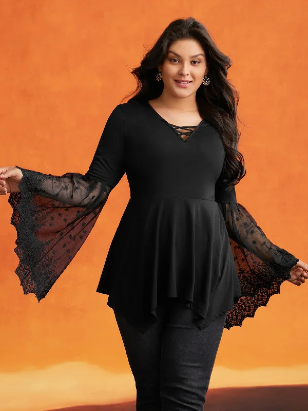 Sale On Clothing Cross Front Bell Sleeve Top