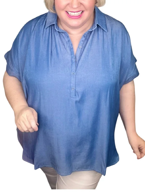 Limited Time Deal Can’T Wait Curvy Top In Blue