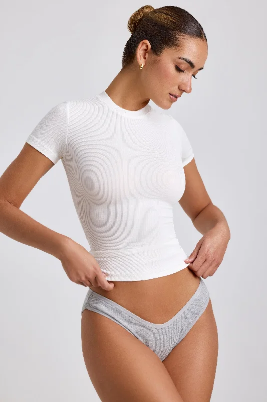 Cool Prices Ribbed Modal High Neck Top in White